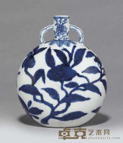 MING DYNASTY， 16TH CENTURY A RARE BLUE AND WHITE MOON FLASK 